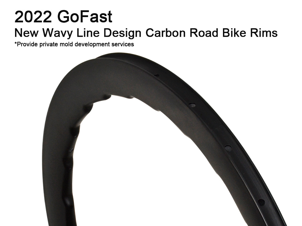 Llantas de bicicleta de carretera de carbono con nuevo diseño de línea ondulada GoFast 2022
